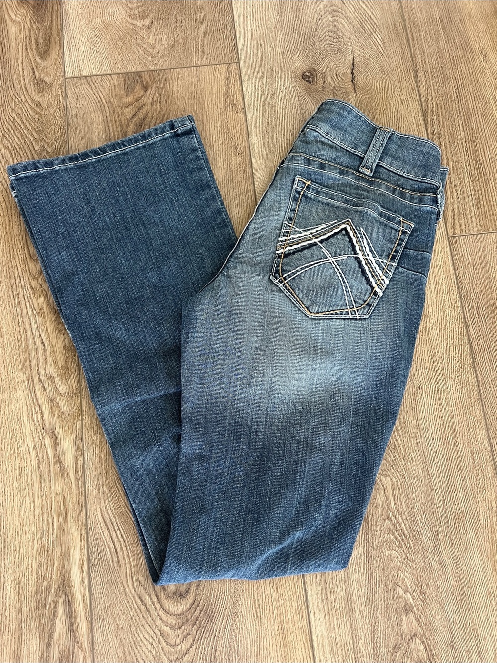 Ariat Women's R.E.A.L. Mid rise Boot Jeans in Washed Blue Denim